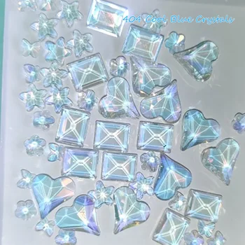 -Legal Cristais Azuis - Gelo De Verão Do Oceano Prego Adornam Strass Mar De Sal Queijo Vítreo Costeleta De Diamantes Glitter Multifacted Gemas 404