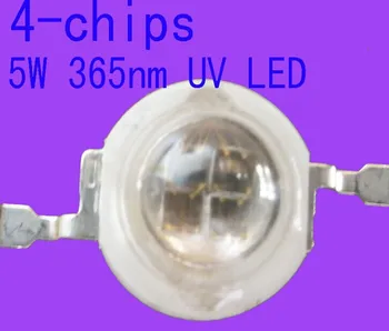 10pcs 5W do DIODO emissor de luz UV 365 nm lâmpada de ultravioleta da luz 4-chips de alta potência 5watt chip diodos DHL navio livre