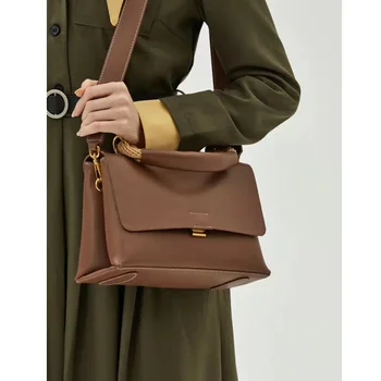 Marca Couro Suburbano Saco de Moda de Nova Bolsa de Ombro da Mulher Saco de Nicho Design de Estilo Britânico Messenger Bag N1455