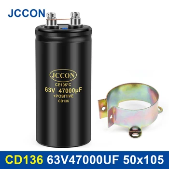 JCCON Parafuso Capacitor Eletrolítico 63V47000UF 50x105mm CD136 Parafuso de Capacitores CE105℃ Original &Brand New Com Suporte de 2000 horas