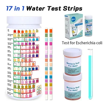 17 Em 1 Kit de Teste de Água para Beber, Água de Piscina, Água de Teste Coli Bactérias Teste de Cloro, PH, Dureza da Água de Teste de Qualidade