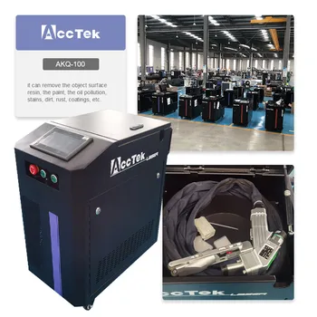 AccTek Fabricante do Produto de Fibra de Revestimentos de Remoção de Máquina de Limpeza de 100W Ferrugem do Laser do Pulso