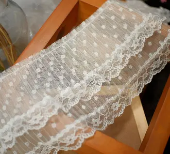 10meter Dupla camada plissado de renda DIY da saia acessórios de decoração da cortina de costura de roupas de malha de tecido de renda
