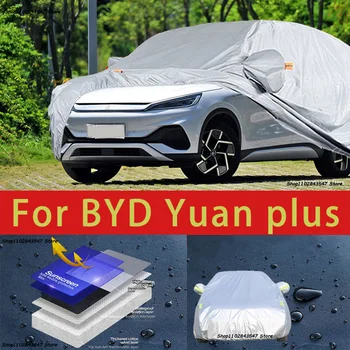 Para o Yuan chinês BYD Plus Exterior Completa de Proteção de Automóvel Cobre de Neve Cobrir as Sombras Impermeável, Dustproof Exterior acessórios do Carro