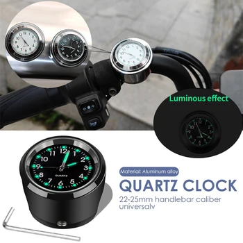 Universal Motocicleta Bicicleta Para O Guiador, O Relógio De Quartzo De Alumínio Luminoso Do Relógio Estilo Impermeável Chrome Moto Acessórios