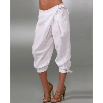 Moda verão Minado Design de Bolso Com Mulheres de Calças de Longo Trouses Branco Casual Mulheres de Roupas Steetwear Calças Cargo y2k