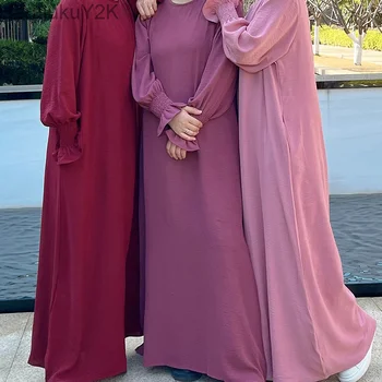 Simples Abaya para as Mulheres Crepe Floral Punho de Vestuário Islâmico do Ramadã Muçulmano Oração Vestido Longo Africana Vestidos de Dubai Robe turco
