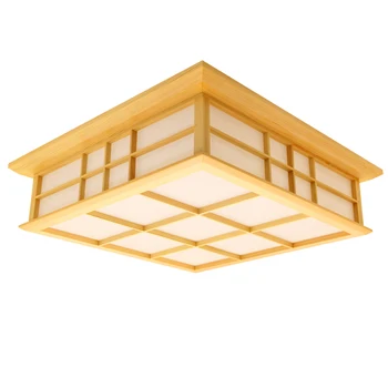 Japonês Luz de Teto Lâmpada LED Quadrado de 45-65 cm de Montagem embutida Iluminação Tatami Decoração de Madeira Quartos, Sala Interior lanterna Lâmpada