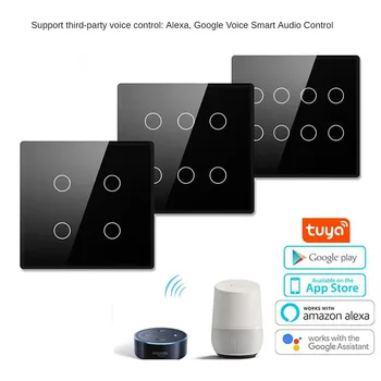 Tuya wi-Fi Smart Touch Mudar 4/6/8Gang 124 Padrão do Brasil Inteligente Casa Inteligente Vida APLICATIVO de Controle Remoto através do Alexa Inicial do Google