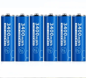 6Pcs/monte Novo de 1,5 V 3400mWh AA recarregável bateria recarregável USB bateria de lítio de carregamento rápido com o cabo Micro USB