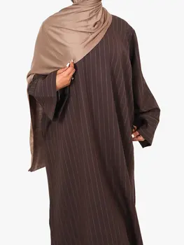 Listrado Abaya Muçulmano Vestido Longo para as Mulheres com cinto Jilbab Hijab Manto Ramadã Africana Vestidos Islã Dubai turco Modéstia Abayas