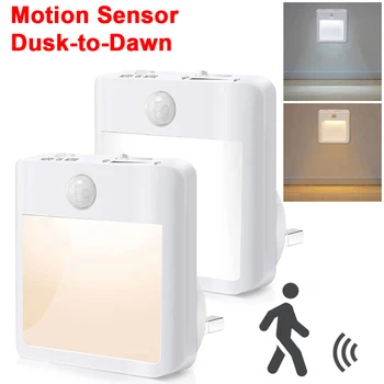 Sensor de movimento LEVOU Luz Noturna UE EUA UK Plug-in de Dimmable do Sono Luzes do Entardecer ao Amanhecer Escada Cabeceira da Lâmpada de Casa, Quarto de Crianças