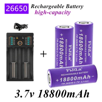 2022 novo original 26650 bateria 18800mAh 3,7 V 50A de iões de lítio recarregável bateria 26650 lanterna LED + carregador