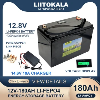 De 12,8 V 180AH LiFePO4 Bateria de 12V para Baterias de Lítio 4000 Ciclos USB3.0 Tipo-C de saída de carros de turismo do Vento Solar 14.6 v Carregador Livre de Impostos