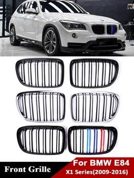 Para o BMW X1 E84 de Fibra de Carbono Refiting pára-choque Dianteiro Renal Grill Duplo Única lâmina M Cor Grade cromada é sdrive XDrive 2009-2016