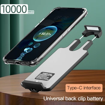 Ajustável Universal Carregador Sem Fios Para Trás Clip Para Telefone Celular Tpye-Interface C-Carregador Portátil Case Para Samsung/Huawei