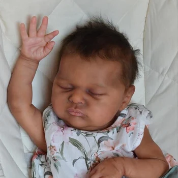 NPK 18inch Já Terminou Reborn Baby Doll Laura Recém-nascido Tamanho, de Pele Escura Mão Detalhadas Pele Pintado Visível Veias