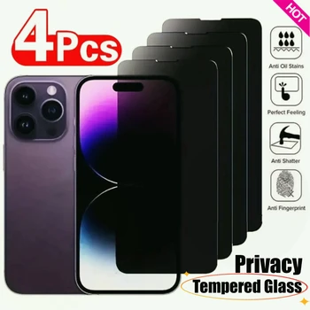 4PCS Anti-Espião de Vidro Para o iPhone 14 PRO MAX Privacidade Protetores de Tela Para o iPhone 13 12 11 Pro XS Max XR 7 8 Plus SE de Vidro Temperado