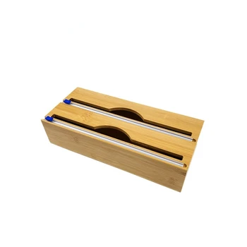 De bambu, de madeira e de plástico saco de duas camadas de armazenamento de caixa de cozinha fresca de manutenção de filme de corte de papel caixa de armazenamento de caixa quadrada de madeira maciça