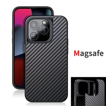 O Novo Estilo de Negócios para o IPhone 14 Pro Max MagSafe Caso Real de Fibra de Carbono, Luz Fina Capa de Fibra de Aramida Anti-queda de 14 Pro Shel