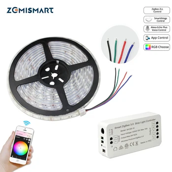 Zemismart Zigbee ZLL Driver Com 5M de Faixa de LED RGB Controle de Baixa Tensão por Eco Plus Diretamente Smartthing