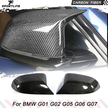 A Fibra de carbono / Preto brilhante Espelho Retrovisor de Carro Tampas de Cobre para BMW X3 G01 X4 G02 X5 G05 X6 G06 X7 G07 2020 Substituir o Espelho de Cobre