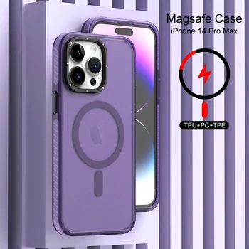 Para Magsafe Magnético de Carregamento sem Fio em conjunto Moldar o Caso Para o iPhone 14 13 12 Pro Max TPU Moldura de Plástico Fosco da Tampa Traseira