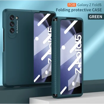 Para Z Fold5 Case para Samsung Galaxy Z Dobre 2 3 4 5 5G Caso Dobradiça Completa Proteção com Tela de Vidro Película Ultra Fino Rígido Tampa do PC