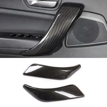 Para a BMW 1 2 Série F20 F21 F22 F23 2012 - 2017 2pcs ABS com Fibra de Carbono Textura do Puxador da Porta Interior Puxe a Tampa de Proteção da Guarnição