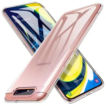 Transparente de Silicone TPU para Samsung Galaxy A80 e A90 5G Telefone Móvel Tampa Traseira 360 Proteção SamsungA80 2019 Claro Fundas
