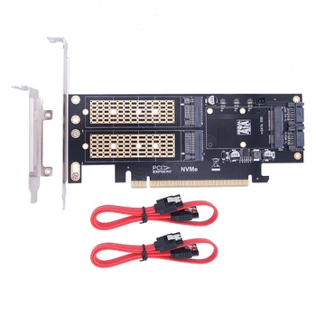 M2 NVMe SSD NGFF para PCIE 3.0 X16 M Adaptador Chave B Chave mSATA PCI Express 3.0 M. 2 NVME SSD M2 SATA SSD mSATA 3 em 1 Conversor de Riser