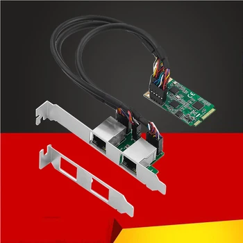 Placa de rede PCIE Mini 2 Portas RJ45 2,5 G 2500Mbps Gigabit Ethernet, Placa Lan Mini-PCI Express NIC Realtek 8125B Chip para PC
