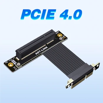 Dupla de 90 Graus Ângulo Direito PCI-E 4.0 X4 X8 Cabo de Extensão R28SL-TL 64G/bps PCI Express PCIe 4x 8x Placa Riser Extensor de faixa de opções