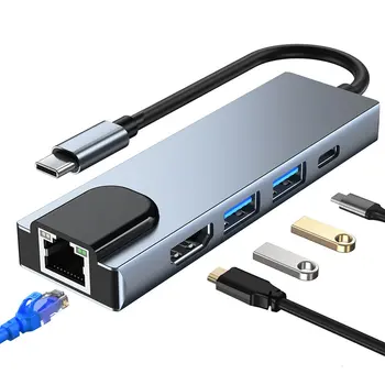 Hub USB C ao compatíveis com HDMI, Rj45 100M VGA Adaptador OTG Thunderbolt 3 Dock com PD TF SD Jack de 3,5 mm para Macbook Pro/Air M1