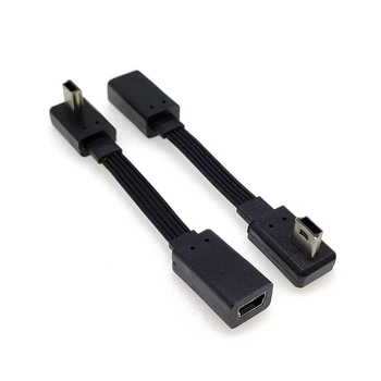 O Cabo Mini-USB 5Pin Plug Para Tomada Fêmea de Extensão do Adaptador de Dados do Cabo de ligação a Direita em Ângulo De 90° Cabo de 5 CM-10 CM