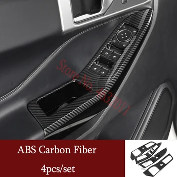 Para Ford Explorer 2020 2021 ABS com fibra de Carbono LHD Janela do Carro Tampa do Interruptor de Controle da Janela do Painel de Guarnição estilo Carro Acessórios 4pcs
