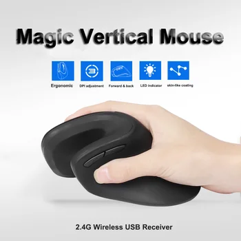 Sem fio Vertical Mouse com Fio USB Computador de Jogos Mouses Ópticos 2,4 G Silencioso Ergonômico Gamer Mause Para notebook PC Tablet com Windows
