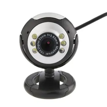 Webcam USB de Alta Clareza 12.0 MP 6 da Noite do DIODO emissor de Luz da Câmera Web Built-in Microfone para Laptop PC