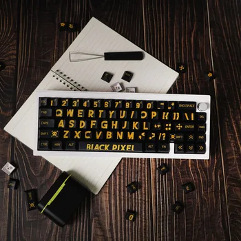 Ouro preto grande fonte 129-chave PBT keycaps de sublimação de Cereja perfil de adaptação mecânica do teclado tecla cap 61/64/87