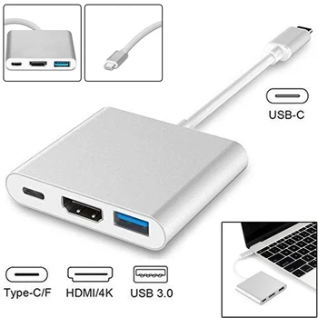 Tipo C USB 3.1 Macho para HDMI 4K-compatível com USB 3.0 Fêmea Adaptador AV Digital 3 em 1 Cabo de Carregamento Para Macbook Samsung Android