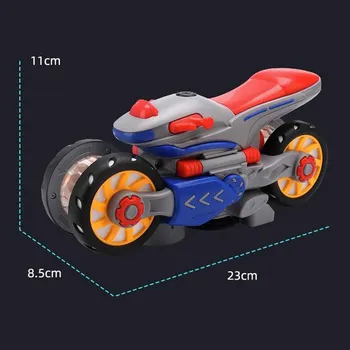 Rotação 360 Dublê de Moto Modelo com Luzes, Música Universal de Giro Transformador de Motocicleta de Brinquedo para as Crianças de Educação infantil