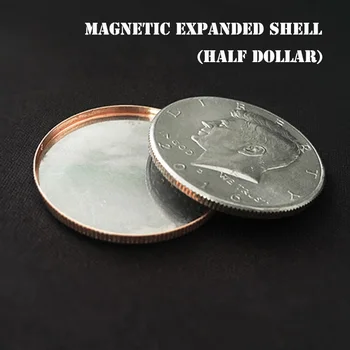 1pc Magnético Expandida Shell (Meia Dólar) de Truques de Magia Aparecem Desaparecer Magia do Mago Acessório de Perto Ilusões Adereços de Artifício