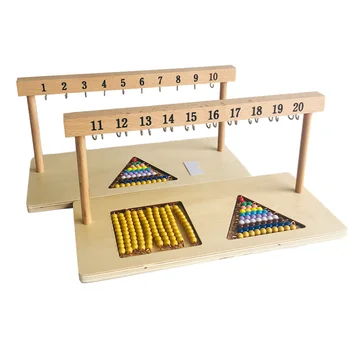Montessori Matemática Materiais de Esferas Coloridas da Escada Com pérola Cabide Linear & Faixa de Contagem Jogo para Crianças, Números de Aprendizagem