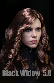 Personalizado 1/6 Scarlett Johansson, a Viúva Negra Head Sculpt Com longa marrom Longo encaracolado Cabelo Feminino Modelo de cabeça F 12