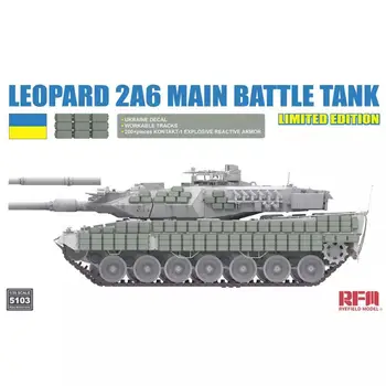RYEFIELD 5103 Escala 1/35 Leopard 2A6 Tanque Principal de Batalha w/Ucrânia Decalque & Kontakt1ERA & Viável Faixas