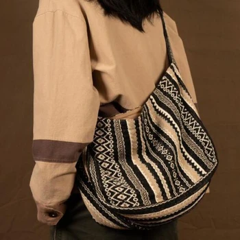 MBTI Vintage Casual, Bolsa de Ombro das Mulheres do Japão Estilo de Grande Capacidade de Luxo Designer Retrô Versátil Listrado de Alta Qualidade Sacolas