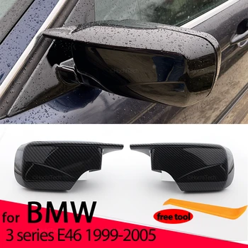 De Fibra de carbono de Padrão Preto-Lado do Espelho capas de Substituição para BMW E46 316i 318i 318d 320d 320i 325i 328i 330d 330i 1998-2005