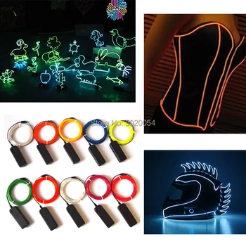 3.2 mm 3V Controlador de Roupas de Capacetes para motociclistas de Decoração de Brilho EL Cabo de Fio de LED Neon Neon Flexível Luz de Carro