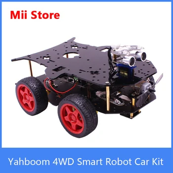 Yahboom 4WD Inteligente Robô Kit para Viatura com Ultra-som e infravermelho sensor de rastreamento por aluno DIY experiência