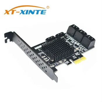 XT-XINTE 88SE9215 Chip de 8 Portas SATA 3.0, PCIe Cartão de Expansão PCI Express, SATA Adaptador SATA 3 Conversor com Dissipador de Calor para o HDD